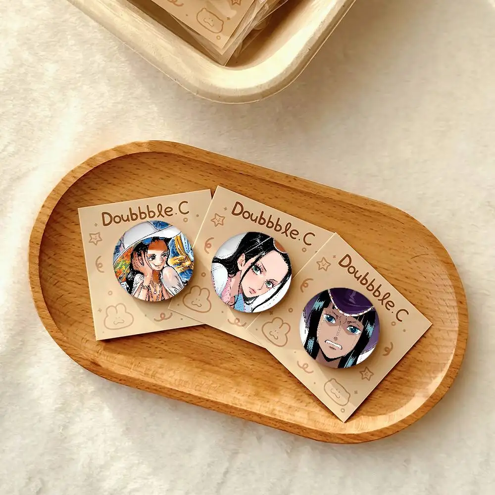 One Piece Nico Robin Badges Round Brooch Cute Cartoon Idol Cosplay Badges DIY Backpack Clothing Jewelry Pins - view 3