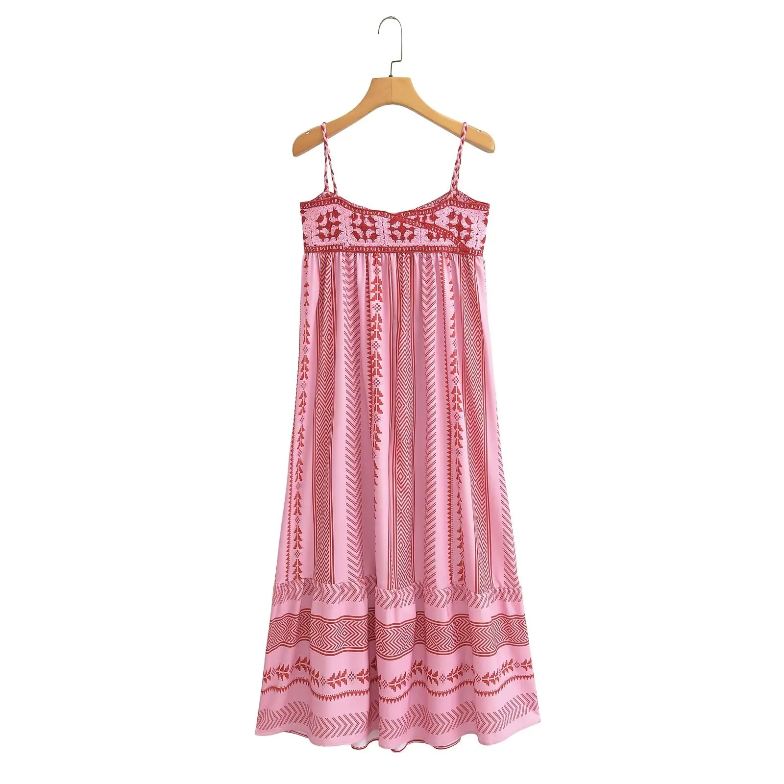 TRAF 2024 Embroidery Long Dresses for Women Boho Slip Maxi Dress Woman Summer Backless Dress Women Tassel Beach Female Dress