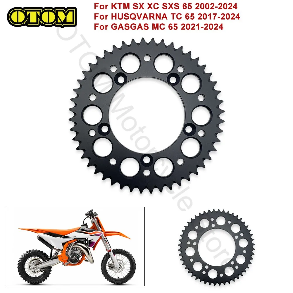 For KTM HUSQVARNA GASGAS 65cc Motorcycle Rear Sprocket Chain 420 48T Wheel Gear Aluminum Plate SX XC SXS TC MC 65 Off-road Parts