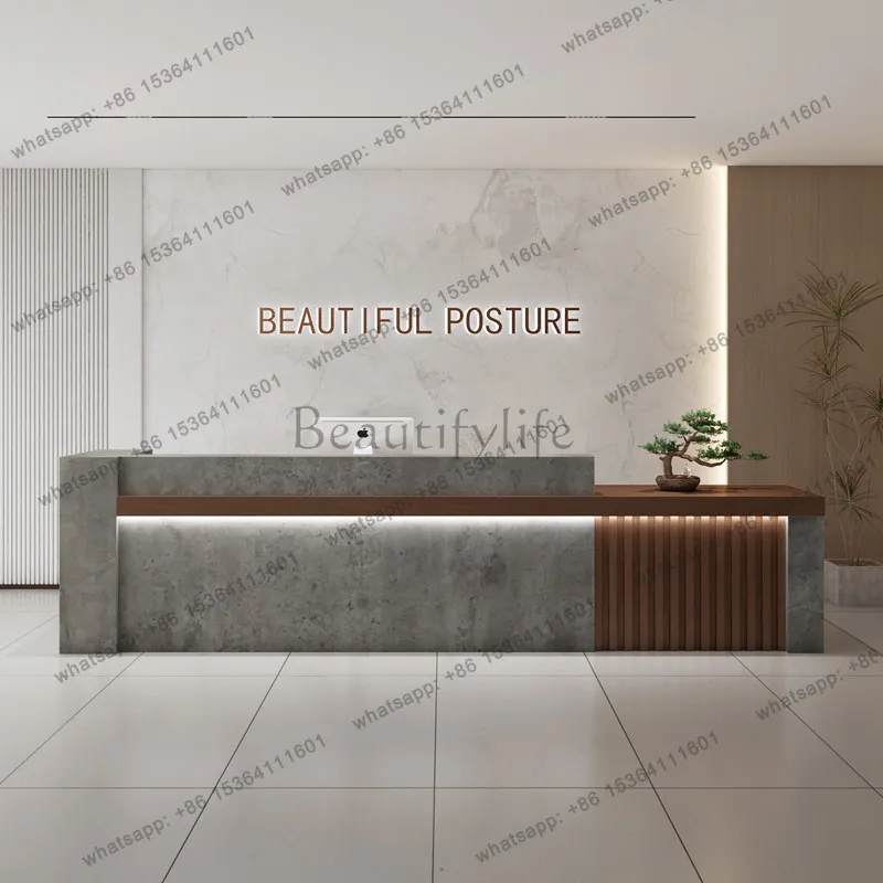 LJY Light Luxury Elegant Reception Desks Business Service Counter Stands Reception Desks Counter Checkout Bureau Office Furnitur