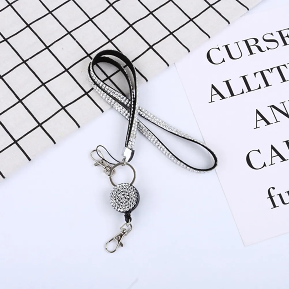 

Crystal Bling Id Badge Holder with Lanyard 1 Piece Clear Window Business Card Case for Work Office Key Holder