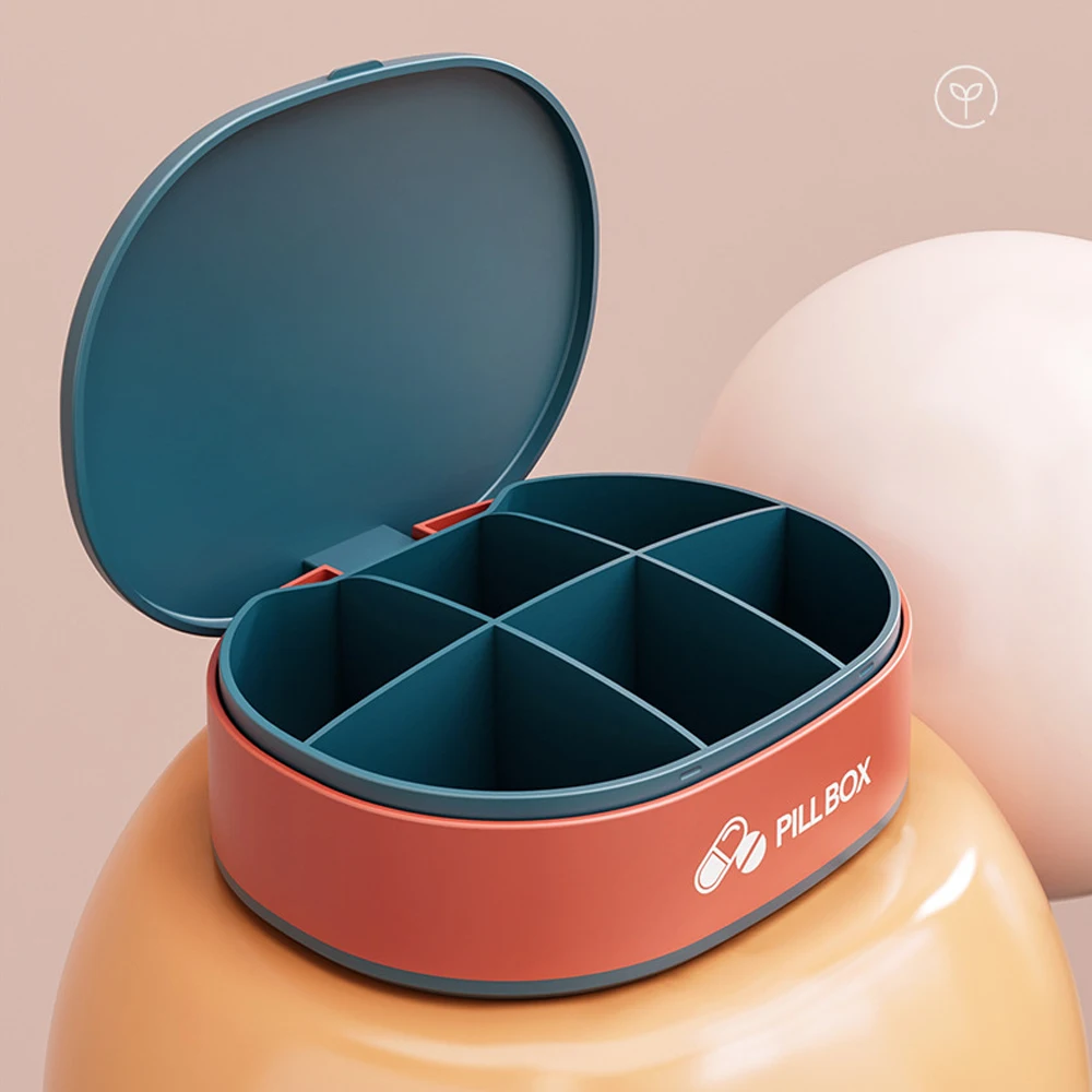 منظم حبوب الدواء، صندوق منظم حبوب السفر مكون من 6 حجرات لحمل الفيتامينات، حاوية حبوب لمنظم أدوية محفظة الجيب
