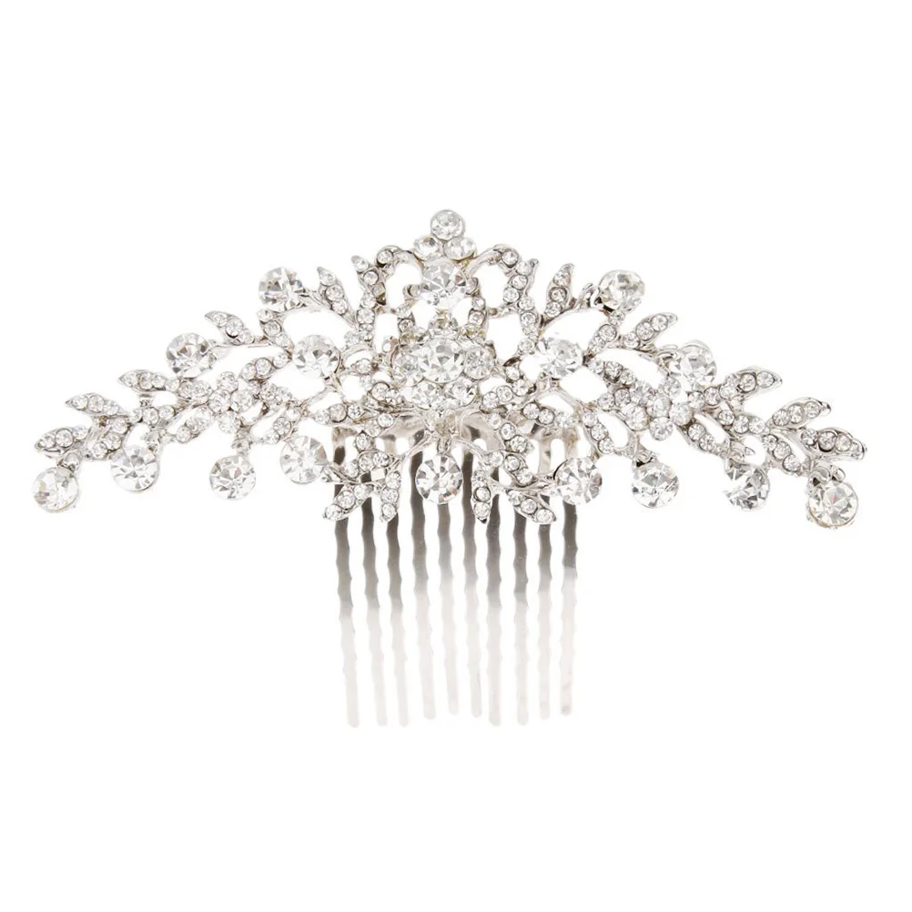 

Bridal Wedding Flower Crystal Rhinestone Women Hair Comb Headpiece Rhinestone comb headwear women headpiece