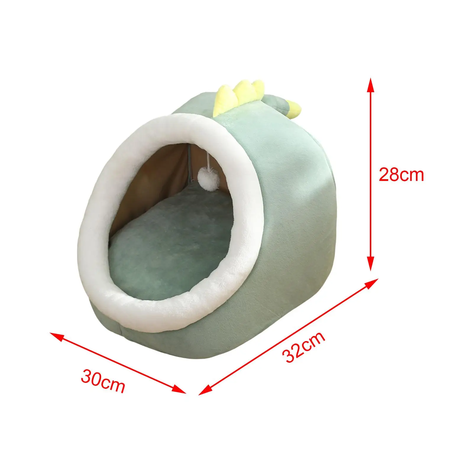 Cute Kennel Pad with Hanging Toy Furniture Anti Slip Basket Dog Soft Warm Comfortable Cave Bed Pet House Nest for Kitten Rabbit