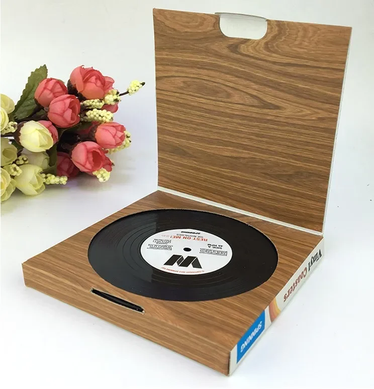 4/6 PCS Vinyl Record Table Drink Cup Mat Creative Coffee Heat Resistant and Antiskid Placemats for Coaster Mats & Pads