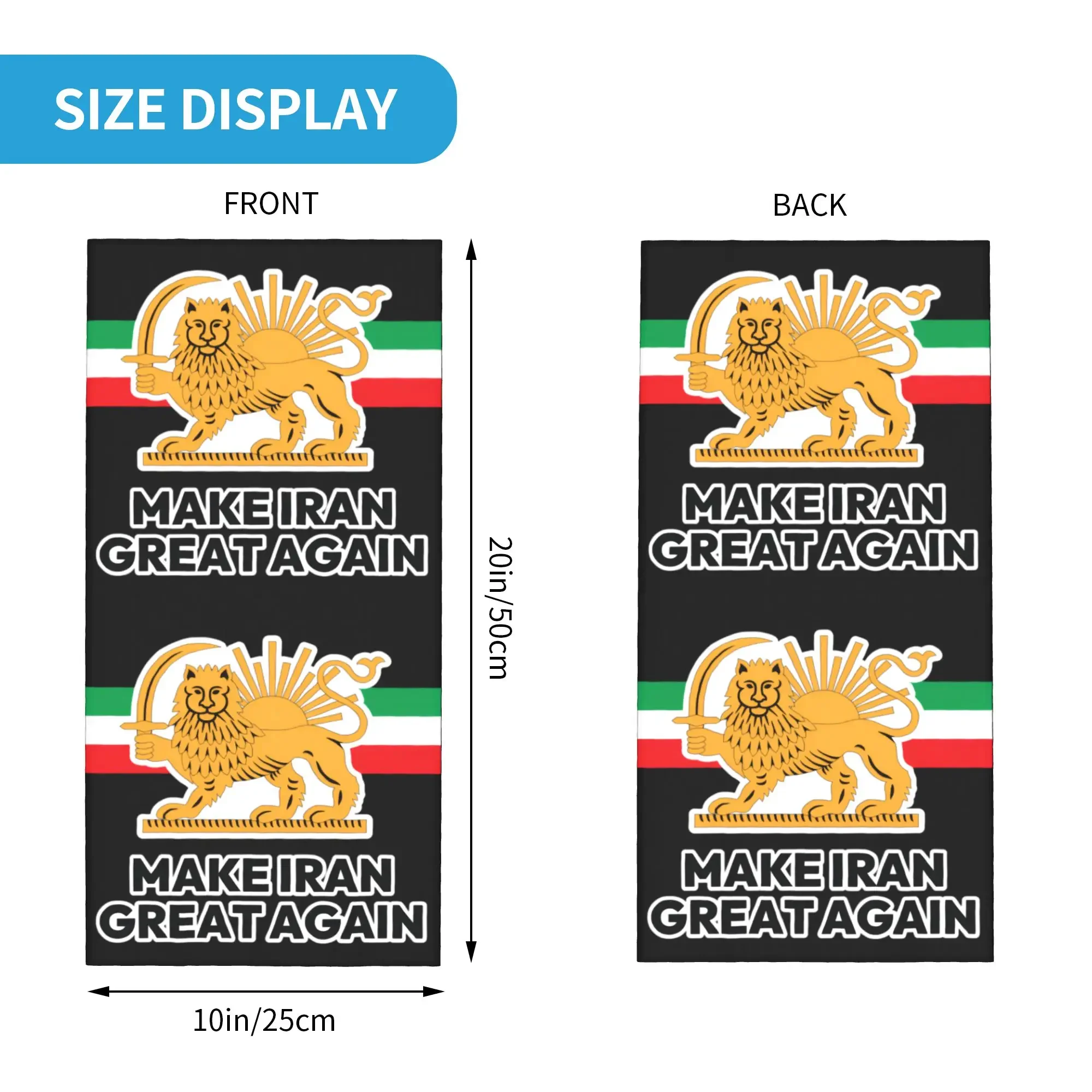 New Make Iran Great Again Bandana Neck Gaiter Windproof Face Scarf Cover Women Men Iranian Patriotic Headwear Tube Balaclava