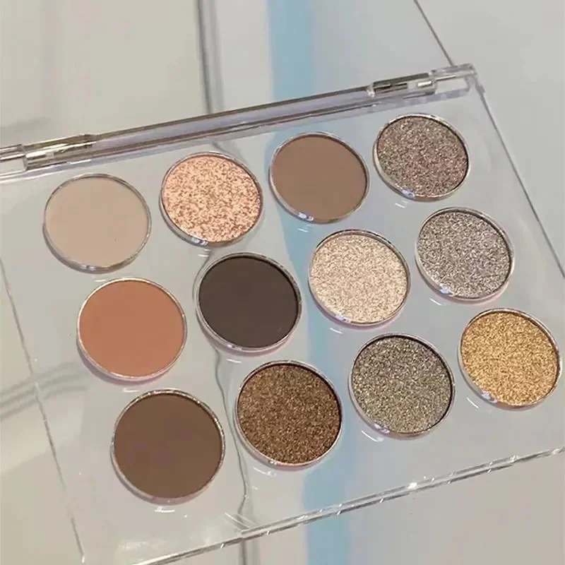 12 cores paleta de sombra de olho perolado sombra brilho cor da terra sombras de olho brilhante palete maquiagem pigmentos cosméticos