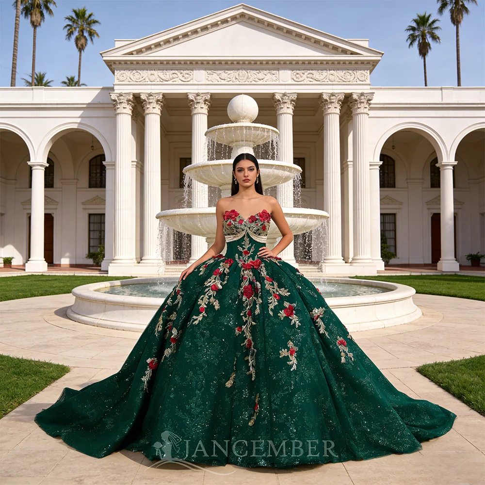 

Customized Princess Ball Gown Quinceanera Dresses Applique 3D Floars Customized Corset Sweet 16 Vestidos De 15 Años