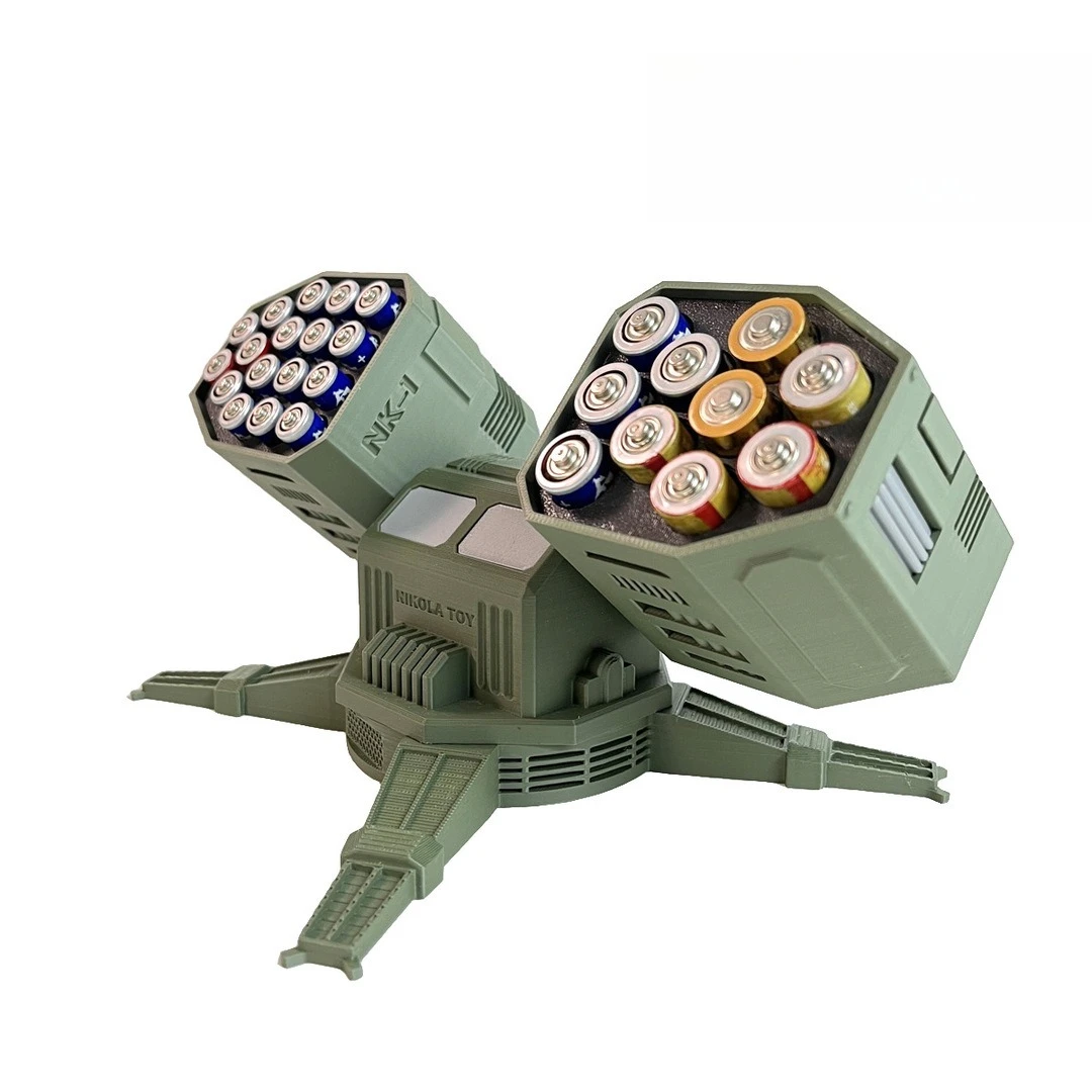 Battlefield Mecha Shaped Battery Storage Box, Creative Desktop Ornament, Great Gift for Boys