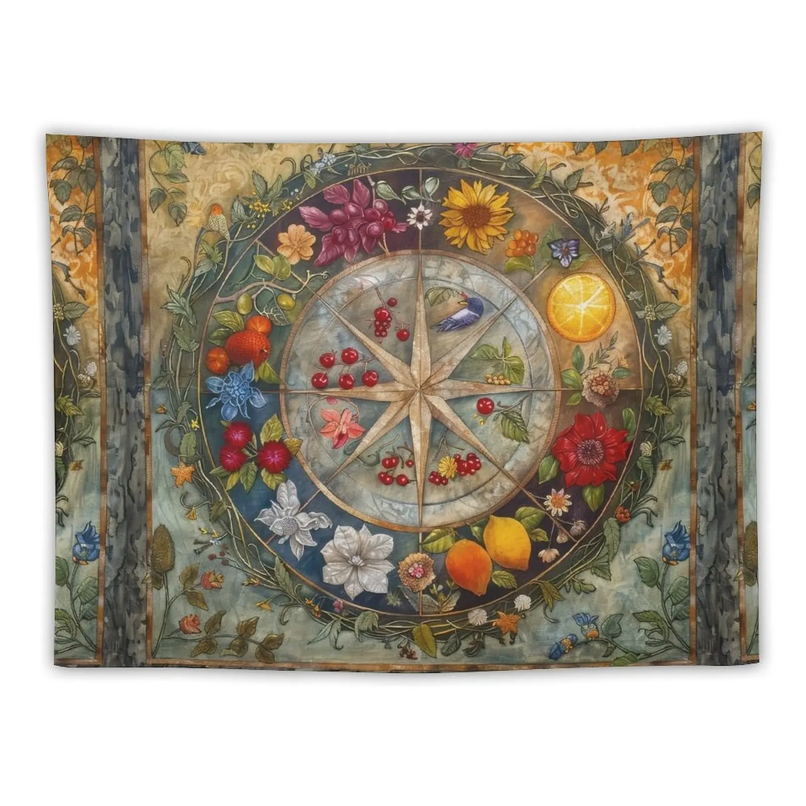 Pagan Wheel of the Year Tapestry Wall Hanging Decor On The Wall Room Aesthetic Decor Tapestry