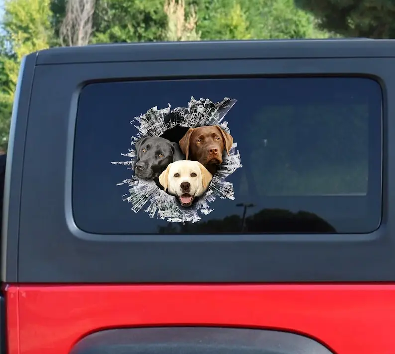 Labs window decal, labrador car sticker, pet car decal