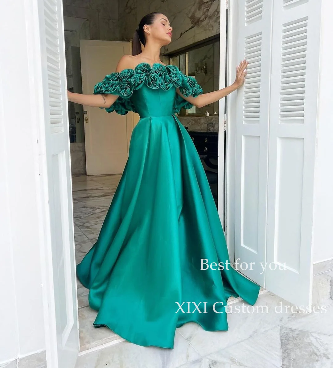 

XIXI A-Line Off-The-Shoulder Neckline Floor-Length Evening Dresses Vestidos De Gala Elegant Party Dresses For Women Wedding Part