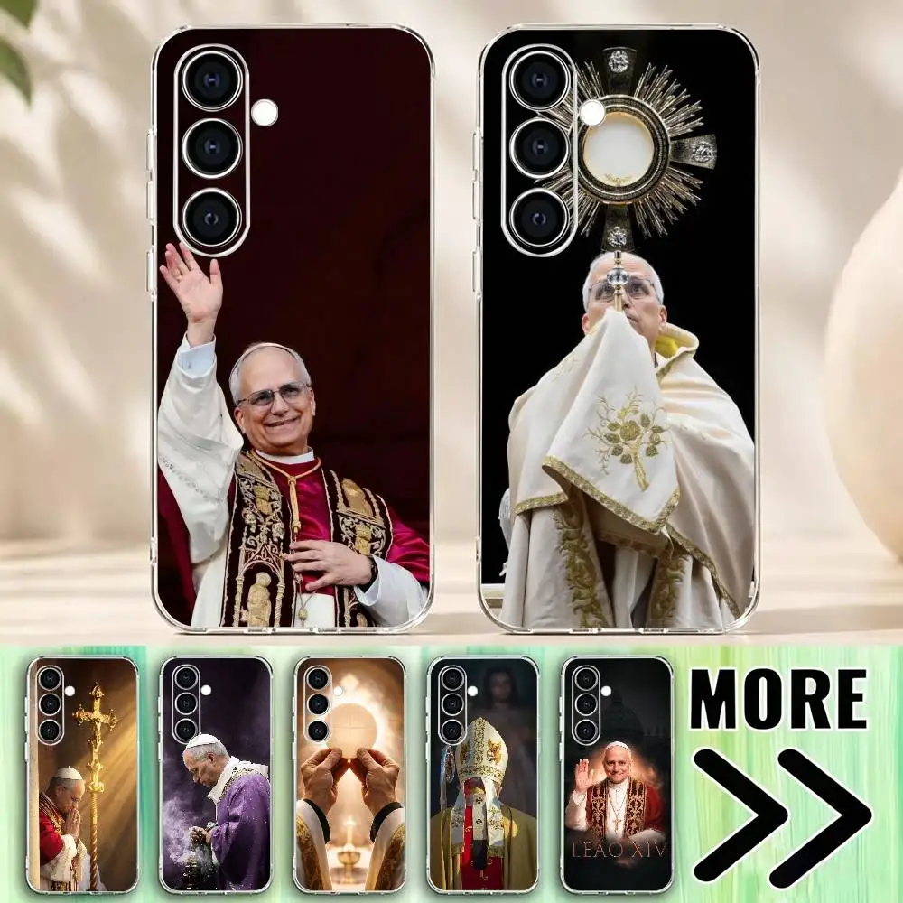 P-Papa Leao XIV Phone Case Transparent Soft Case For Samsung A73,A72,A71,A70,A51,A52,A53