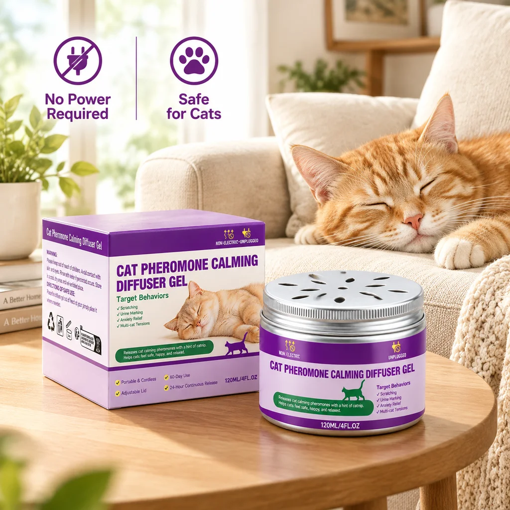 Pet-Soothing Diffuser Gel Gentle scent helps relieve pet stress and reduce fighting.