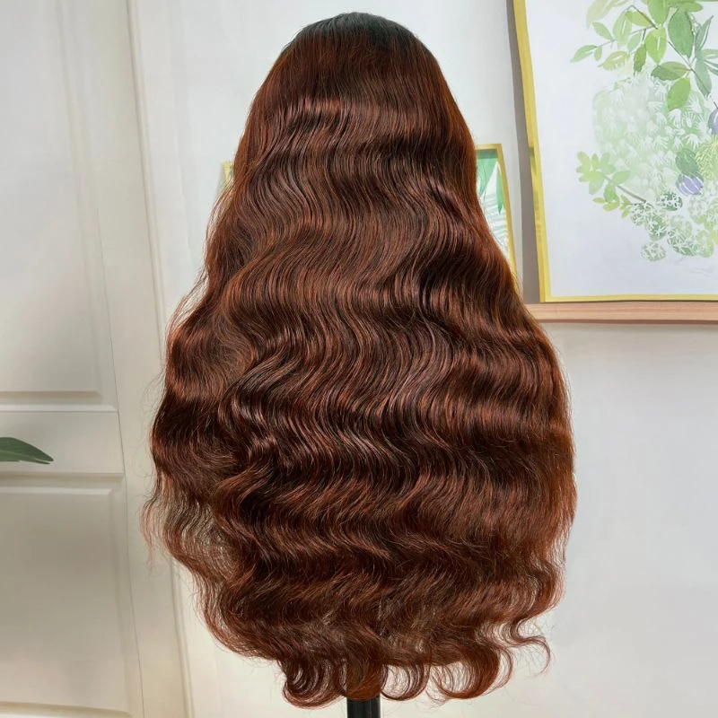 

Коричневый парик с объемной волной 13x4, прозрачные кружевные фронтальные парики, плотность 200, 4 цвета, шоколадно-коричневый, объемная волна, парик с кружевной передней частью, человеческие волосы