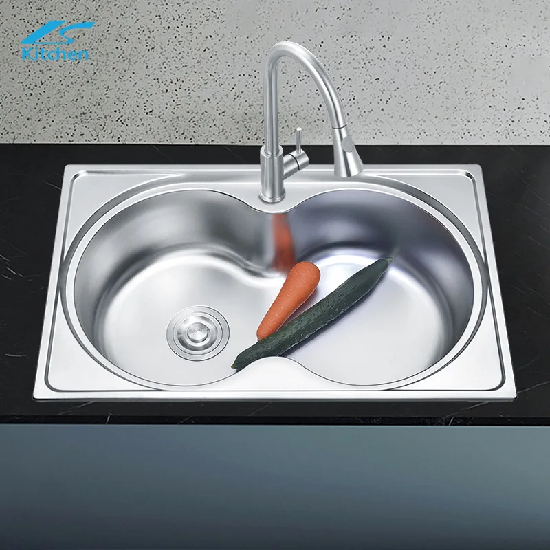 Thickened 304 stainless steel double slot 200 deep stretch vegetable basin kitchen sink wholesale purchase