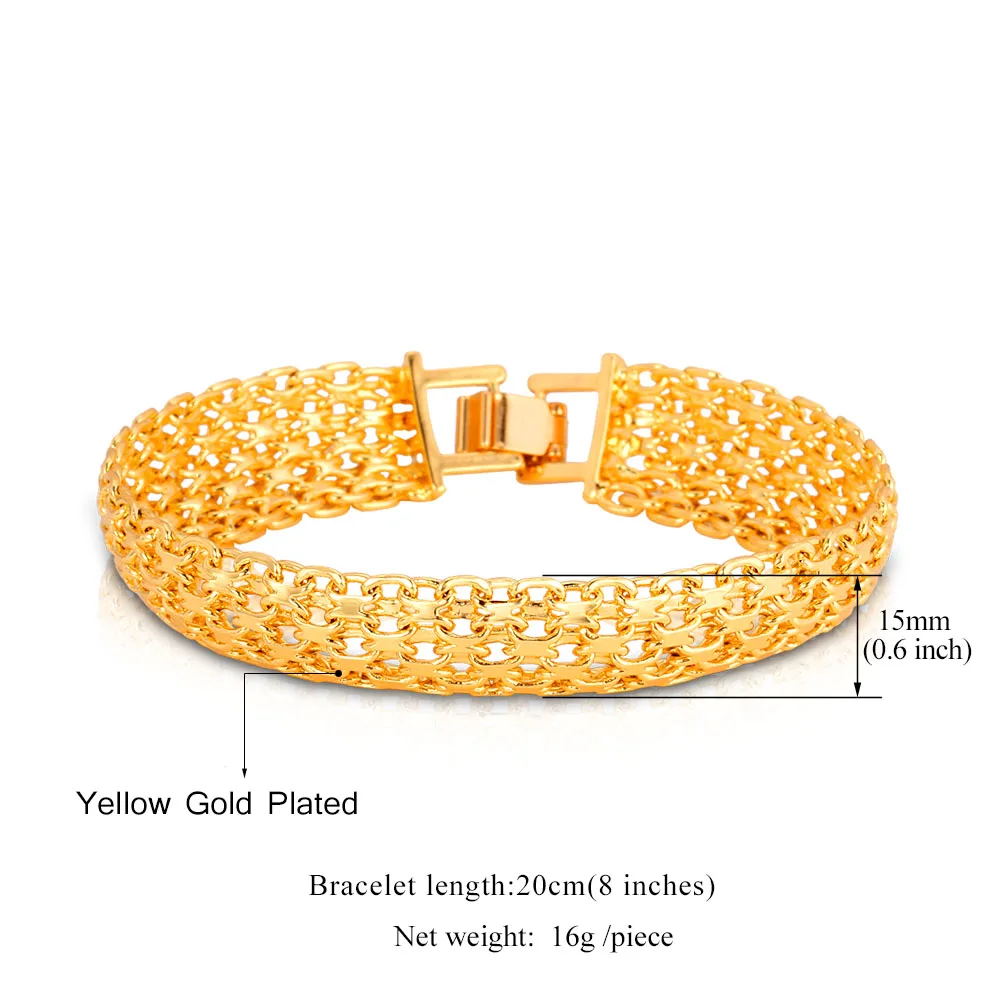 Gold Color Wide Braiding Chain Bracelet for Women Party Jewelry Vintage Style Bangle Bracelet