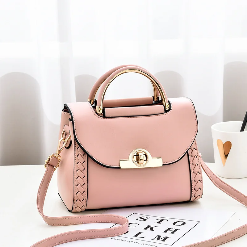 Elegant Buckle Decor Handbag, Women\'s Solid Color Crossbody Bag, Braided Details Flap Purse For Work y2k mini sac a main