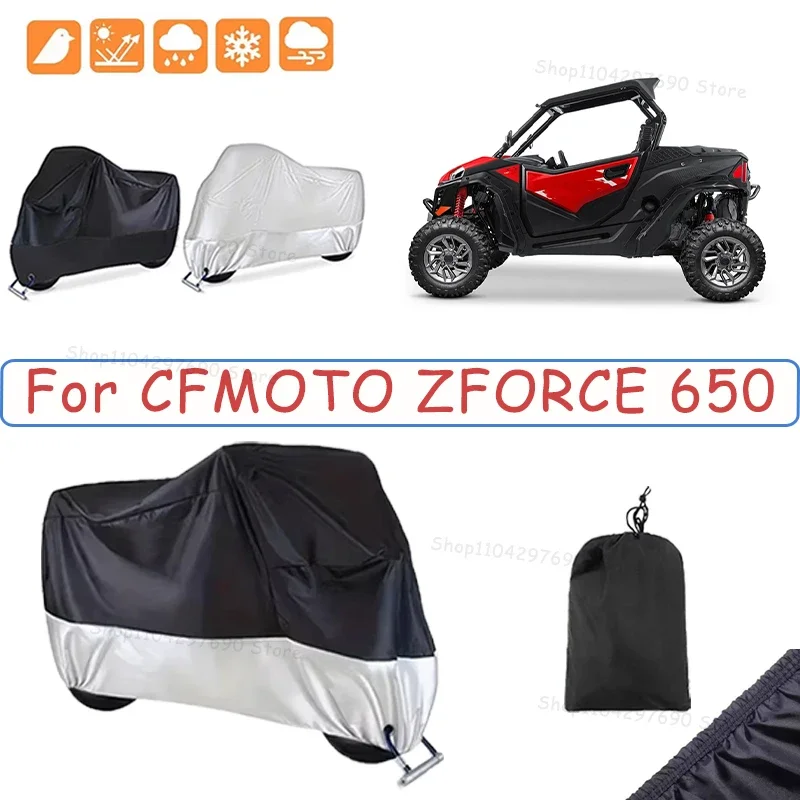 210D Oxford Motorcycle Cover Waterproof All Season UV Protection For CFMOTO ZFORCE 650 Anti-Tear Windproof Motorbike Cover