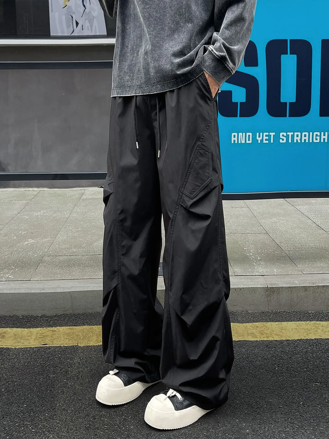 

Уличные мужские повседневные брюки Qui Dry, прямые брюки, свободный крой, летние модные прочные брюки для спецодежды, полиэфирное волокно