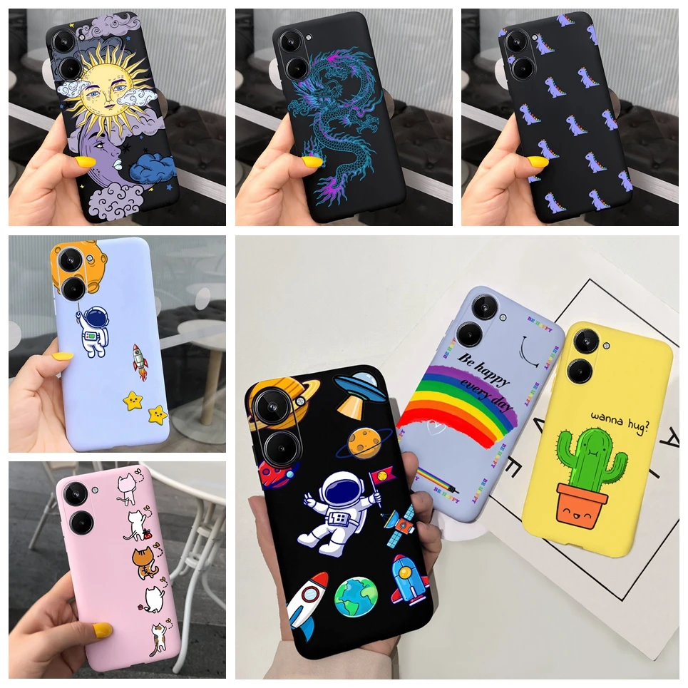 Cartoon Cover For Realme 10 Case Cute Animals Cat Soft Silicone Phone Shell For Realme 10 4G RMX3630 TPU Coque Matte Fundas Etui