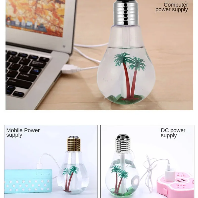 220ml Bulb Humidifier Silent Small USB Large Capacity Desktop Colorful Night Light Aroma Humidifier Air Mini Cool Mist Sprayer