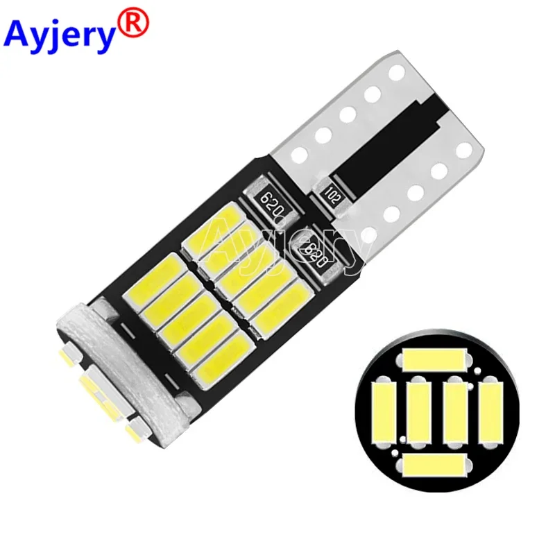 AYJERY 100pcs T10 W5W 194 501 Led Canbus No Error Car Interior Light T10 26 SMD 4014 Chip Pure White Instrument Lights Bulb Lamp