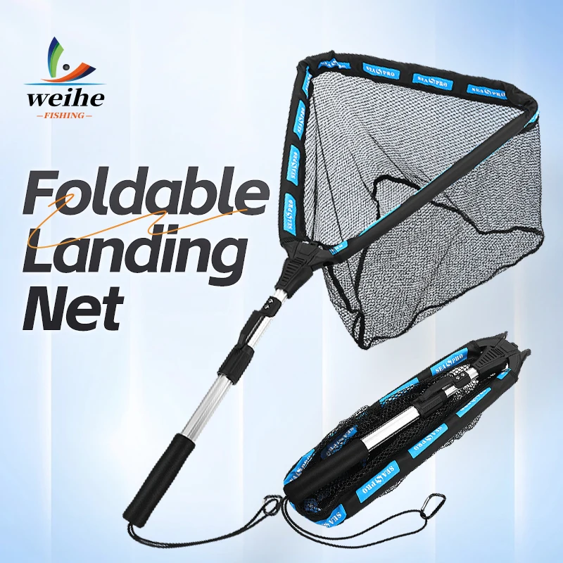 WEIHE 1PC Portable Folding Triangle Net 14# Extendable Floating Fish Skimmer Durable Fishing Gear for Easy Catch And Retrieval
