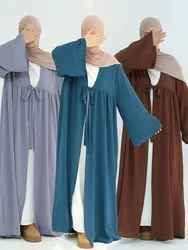 Eid Muslim Ramadan Women Modest Maxi Dresses Lace Up Open Abayas Dubai Vestidos Jalabiya Kaftan Morocco Saudi Cardigan Robe