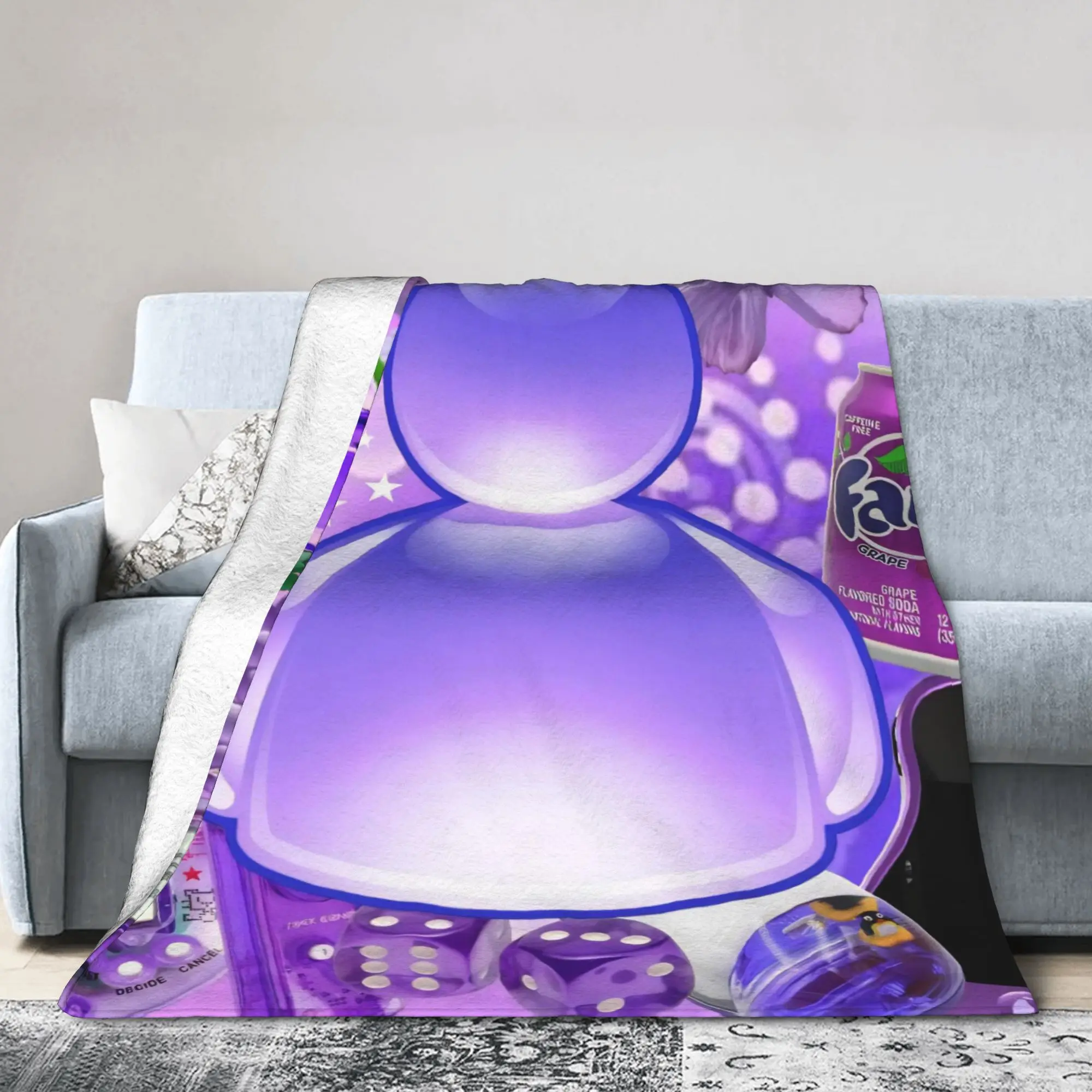 Purple Frutiger Aero Person Blanket  Plush Throw Blankets Summer Air Conditioning Decoration Soft Warm Bedspread