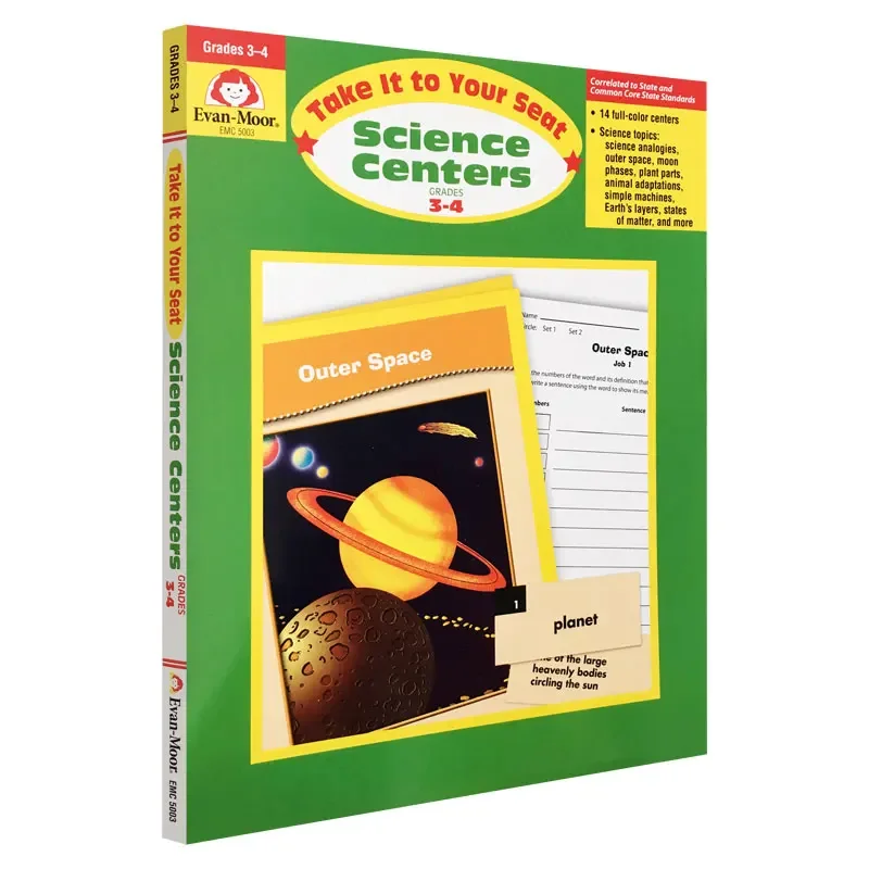 Evan-Moor Take It to Your Seat Science Centers, Grades 3-4 Workbook,aged 8 9 10 11, English book 9781557999627