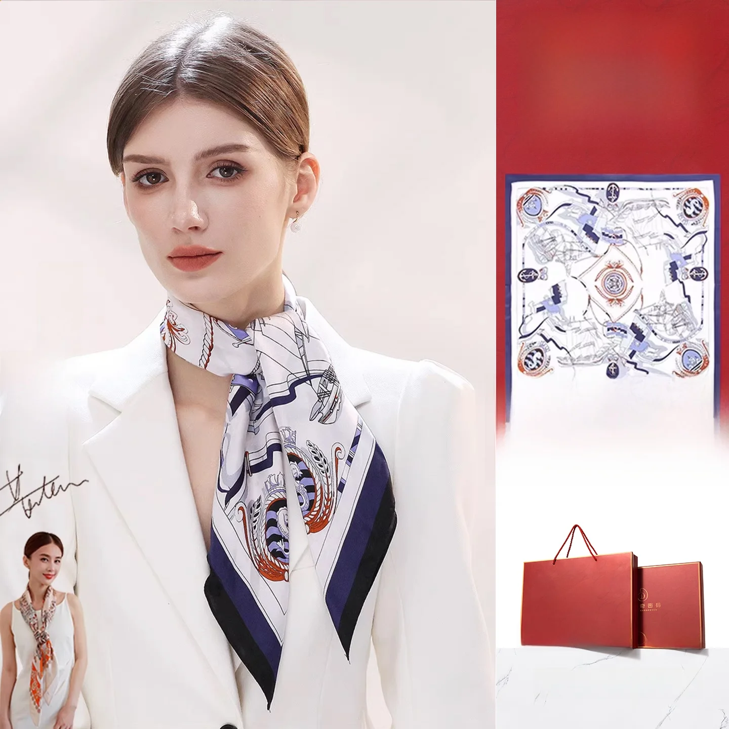 エレガントなシルクスクエアスカーフ-70cm-ネクタイスタイル-レディースファッションアクセサリー-多用途シルクシフォンスカーフ-友人や家族へのギフトに