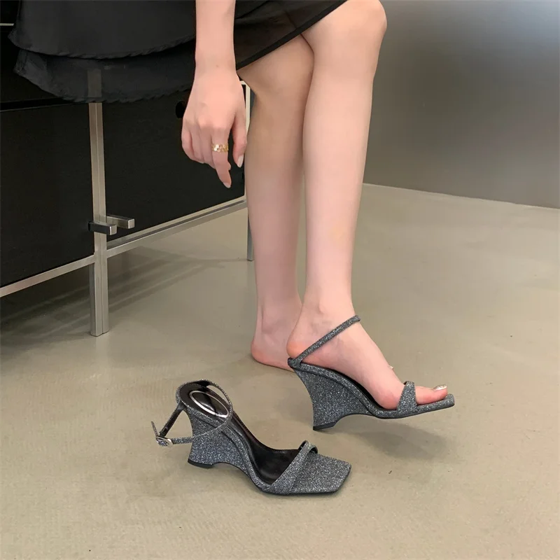 

Women's Sandals 2026 Summer Fashion Wedges Sandals High Heels for Woman Party Prom Shoes High Heel Slippers Sandal Female Slides