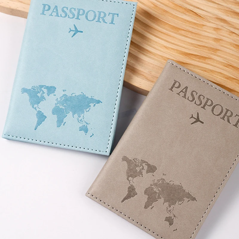 Soporte para pasaporte de PU, patrón de mapa, funda protectora para pasaporte de viaje, identificación, tarjetero de crédito, accesorios de viaje