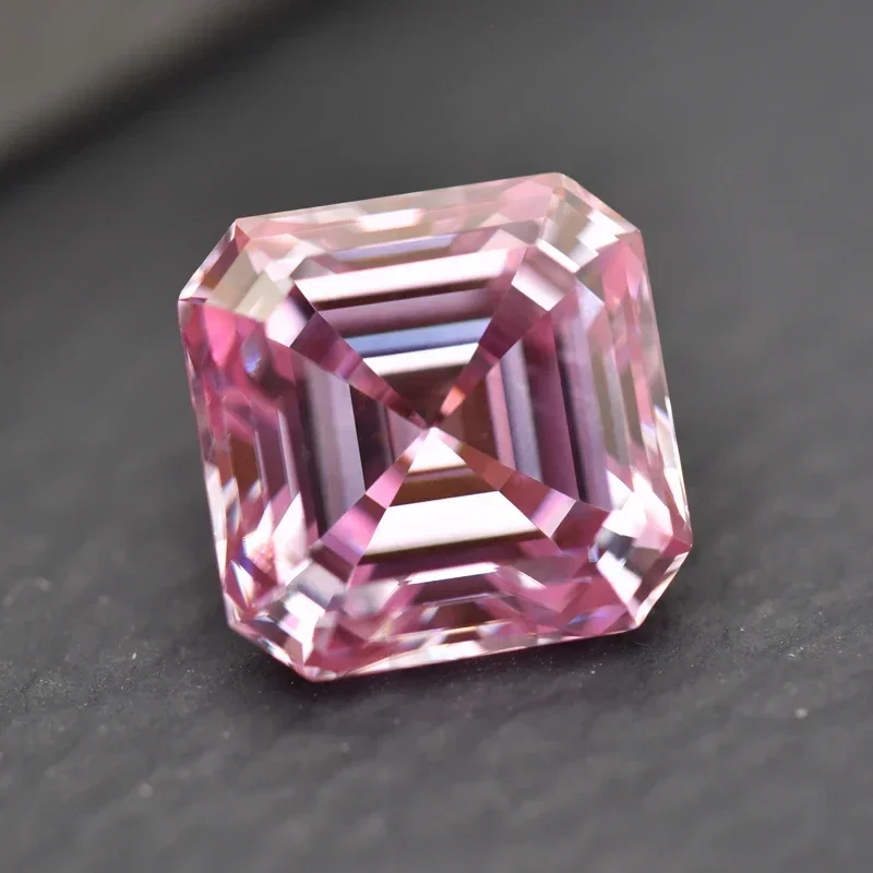 

Moissanite Stone Asscher Cut Sakura Color VVS1 for Advanced Jewelry Material Pass Diamond Tester with Comes with GRA Certificate