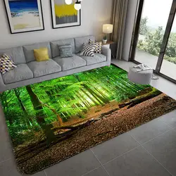 Alfombra de paisaje Natural 3D para sala de estar, alfombra de paisaje de cascada de bosque verde, Alfombra de dormitorio antideslizante en el baño grande