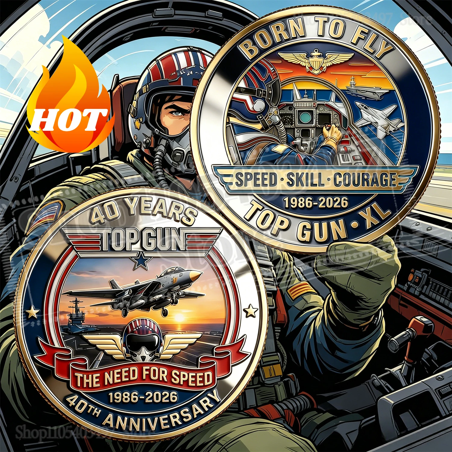 Vintage Collectible Guns - ヴィンテージ トップガン 40周年記念コレクターズセット - 記念コイン +