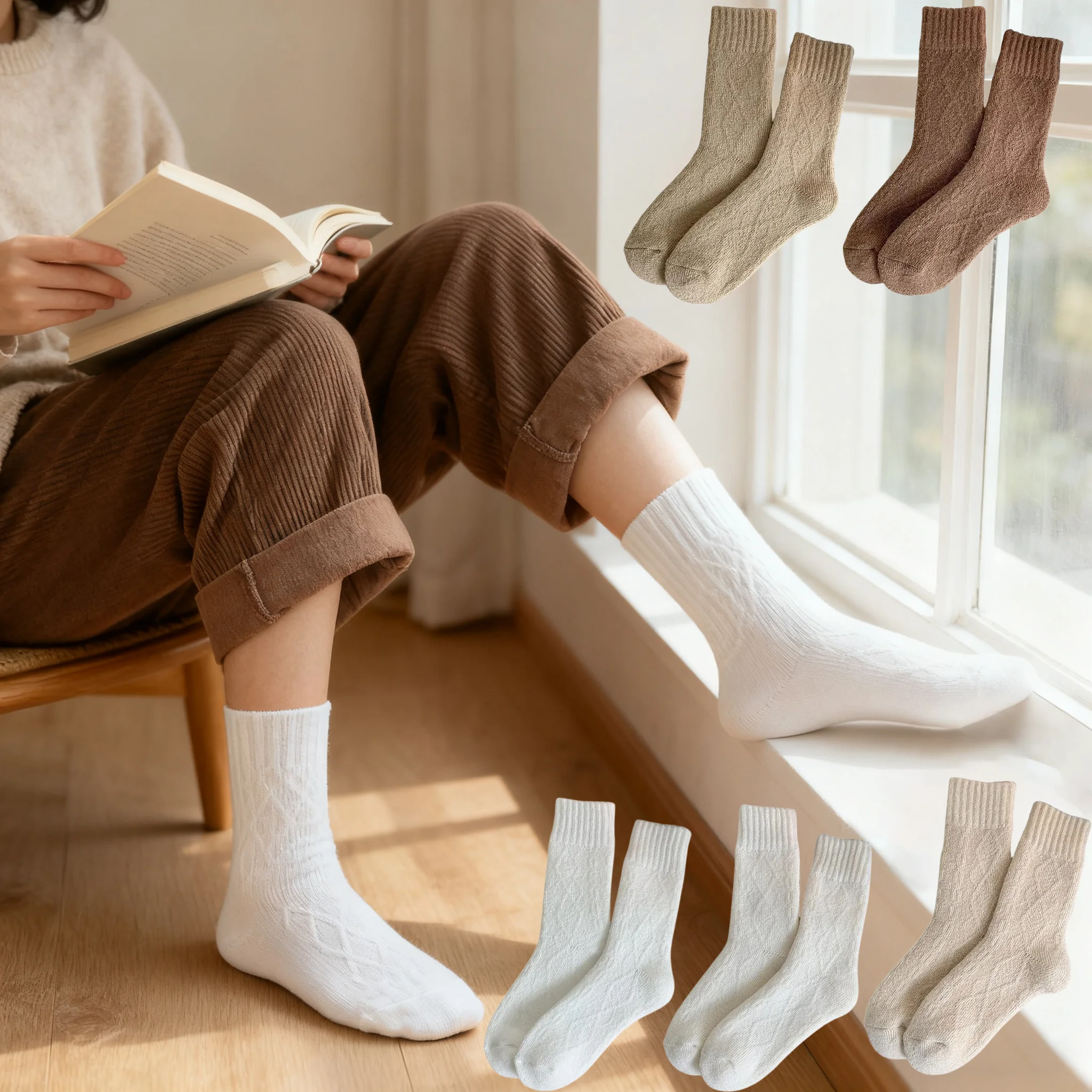 

Зимние утолщенные шерстяные носки, женские дышащие удобные плюшевые зимние носки с низкой трубкой, простые корейские теплые кашемировые носки