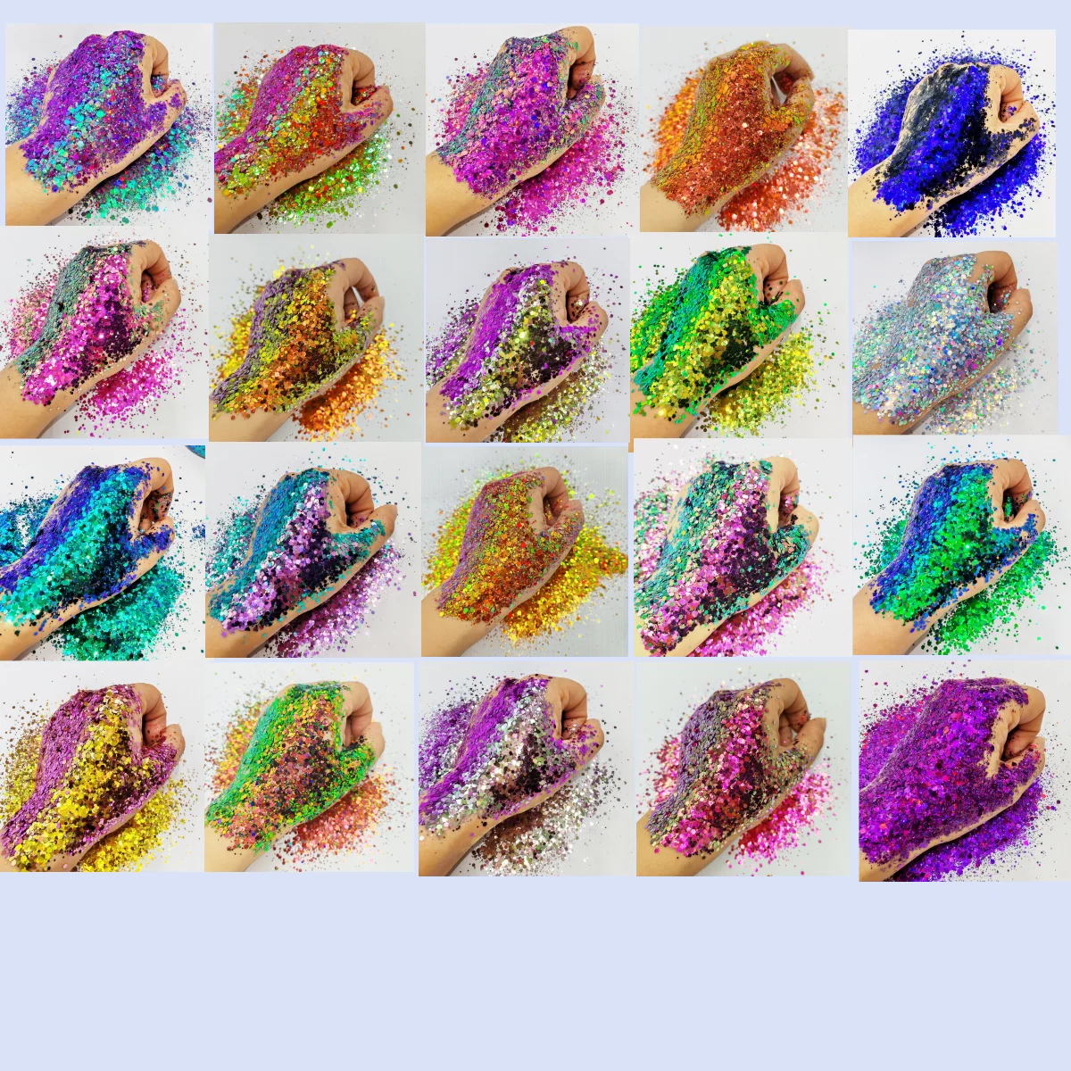 50Gram-Chameleon 20 Colors Change Chunky Hexagon Shift Glitter Mix Flake Shape Sequins for DIY Nail Art,Face,Body,Slime,Tumbler