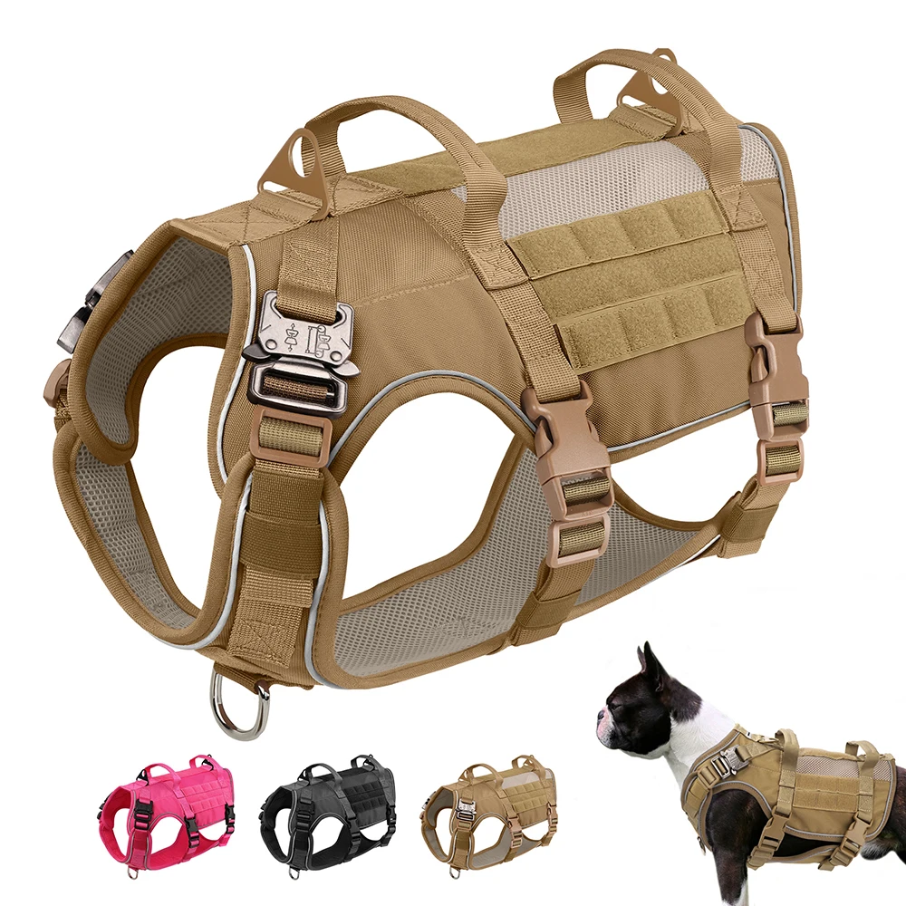 Military Dog Harness Reflective Tactical Dog Training Harnesses Durable Nylon Vest No Pull for Medium Large Dogs French Bulldog