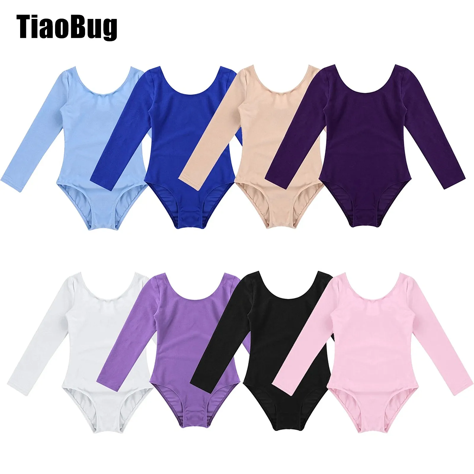 

Kid Girls Ballet Dance Leotard Bodysuit Long Sleeve Round Neck Dancewear Jumpsuit Kids Girls Gymnastics Modern Romper Costume