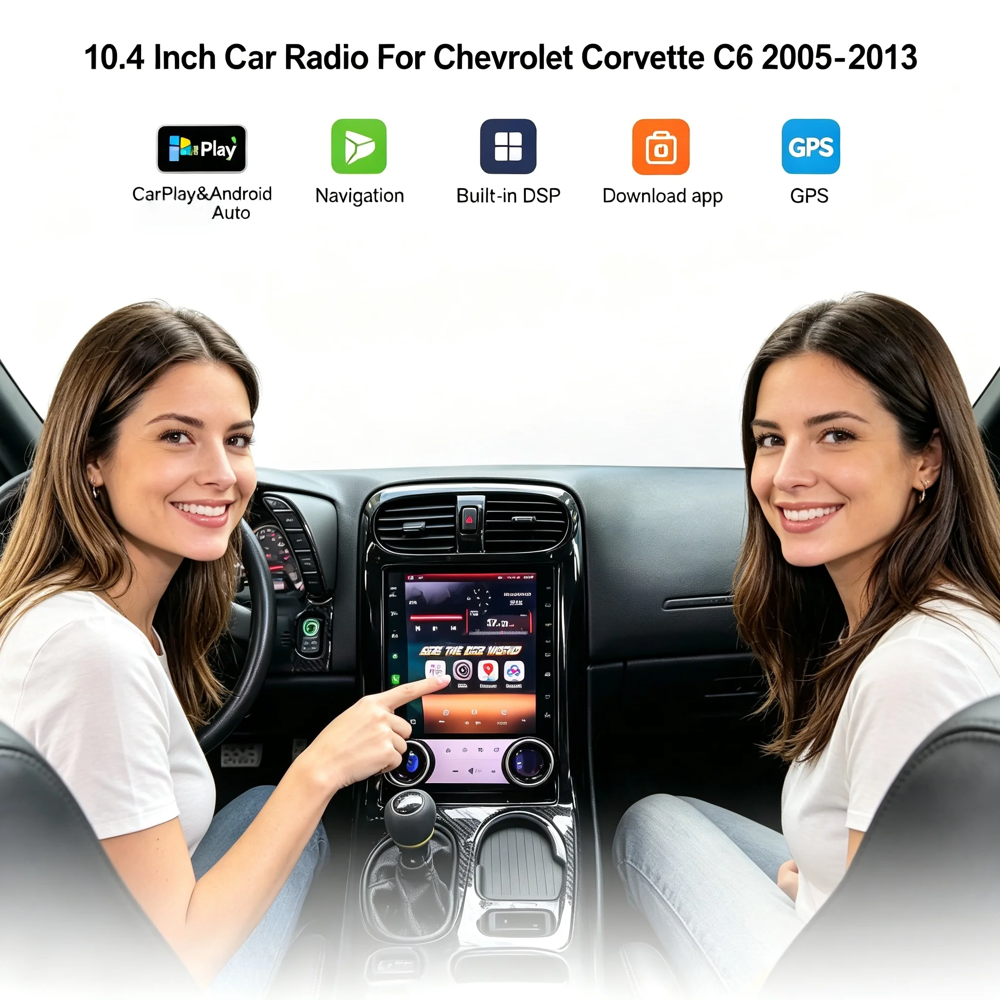 Android 13 for Chevrolet Corvette C6 2005-2013 Carplay GPS Navigation Multimedia Video Player Split Screen Reversing Aids TV