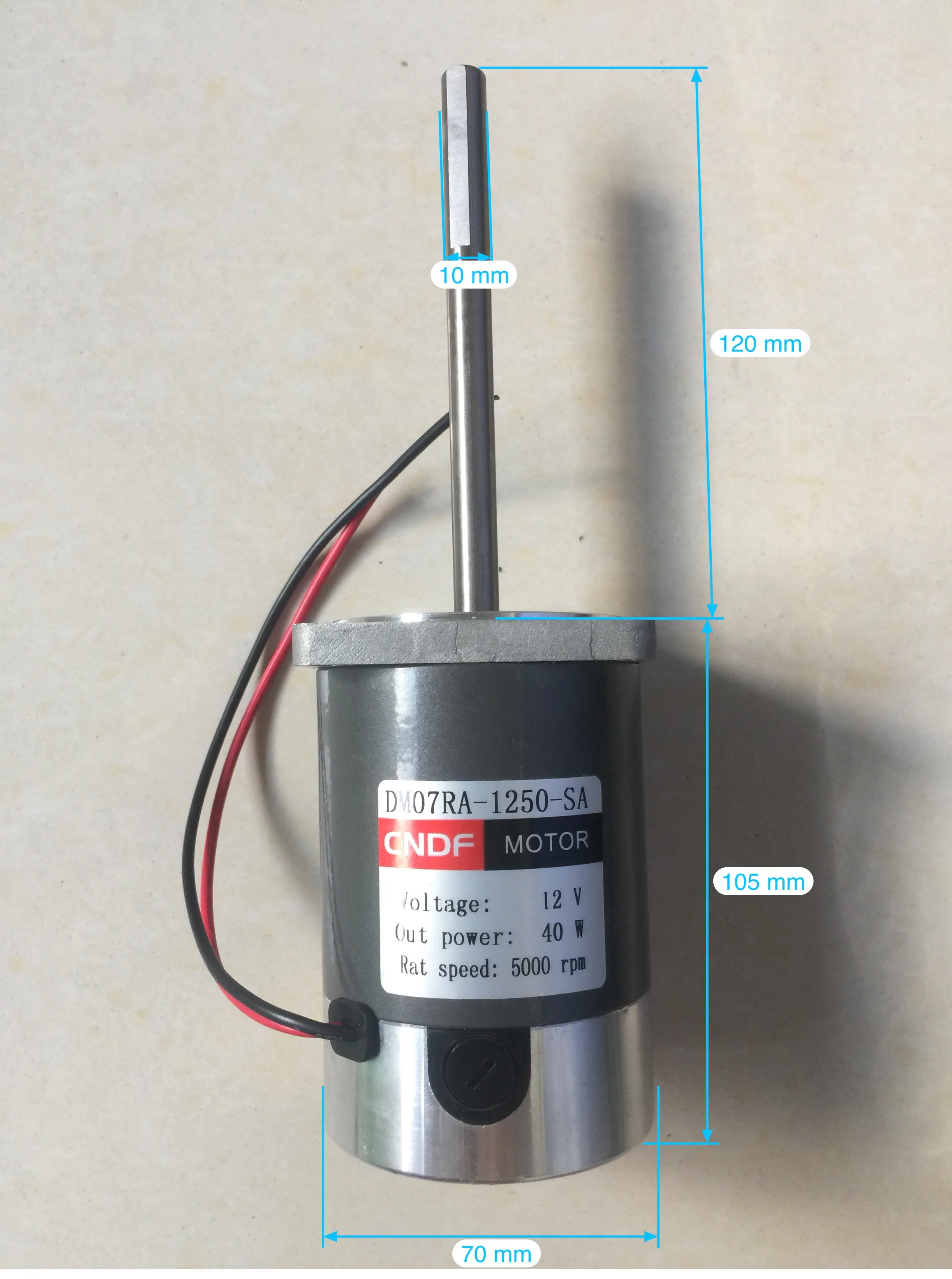 12V High-Power Cotton Candy Maker for Dessert Machines Long Shaft Motor 40W to 80W 7000 RPM 10mm Diameter 120mm Length