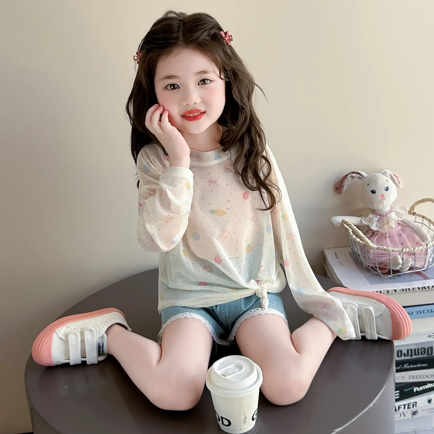 Girls Sun Protection Cover Up 2026 Summer New Fashion Casual Kids Long Sleeve T Shirt Summer Outfit Baby Girl Thin Top