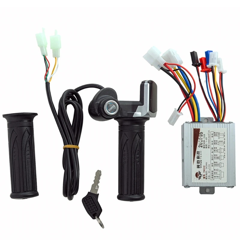 Bicycle Scooter Accessories Motor Brushed Controller & Throttle Twist Grip for Electric Scooter Bicycle