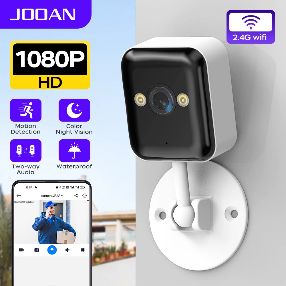 

JOOAN 3-мегапиксельная мини-камера Wi-Fi, уличная водонепроницаемая IP-камера с обнаружением движения, двусторонняя аудиосвязь, ночное видение, видеонаблюдение