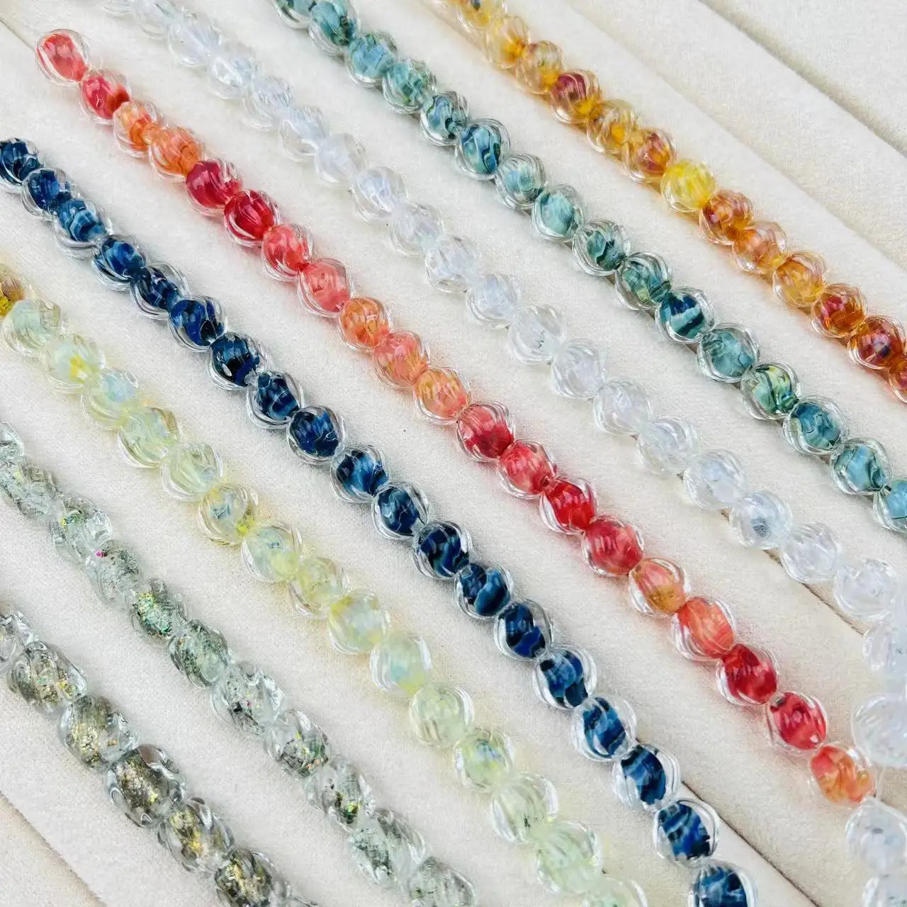 10 pieces of 12mm handmade burnt water ripple crystal glass beads for necklaces bracelets key chains universal for men and wo