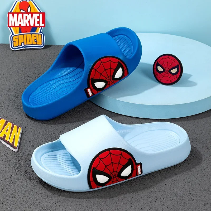 Children\'s Cute Cartoon Spider-man Sandals and Slippers Boys Lightweight Soft Sole Shoes Home Bathroom Anti Slip Sole Slippers