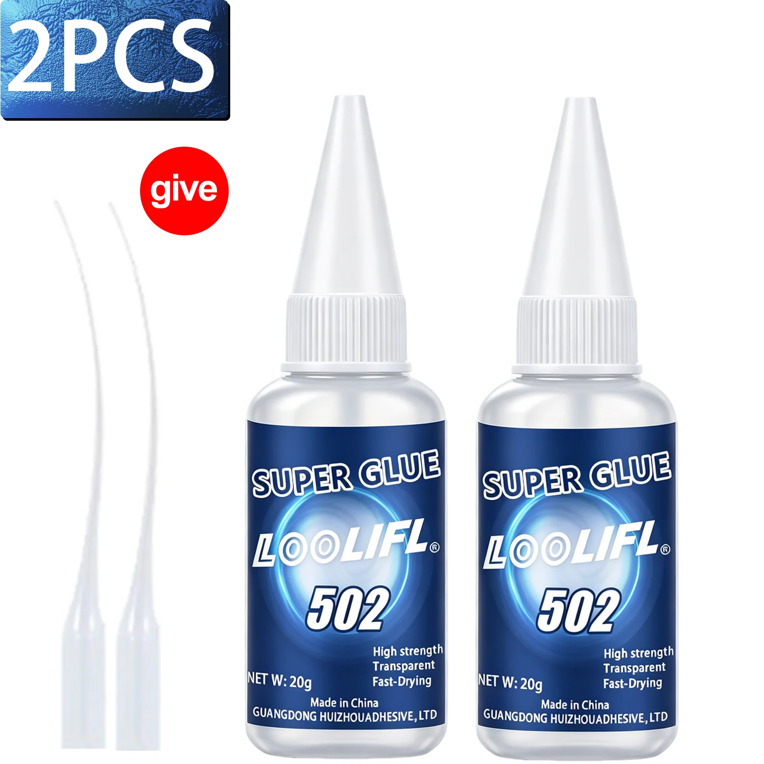 502 Superkleber Sofortkleber Starker Cyanacrylat-Klebstoff Schnelltrocknend Universelle Reparatur für Metall Kunststoff Keramik Holz Glas Werkzeug 20g
