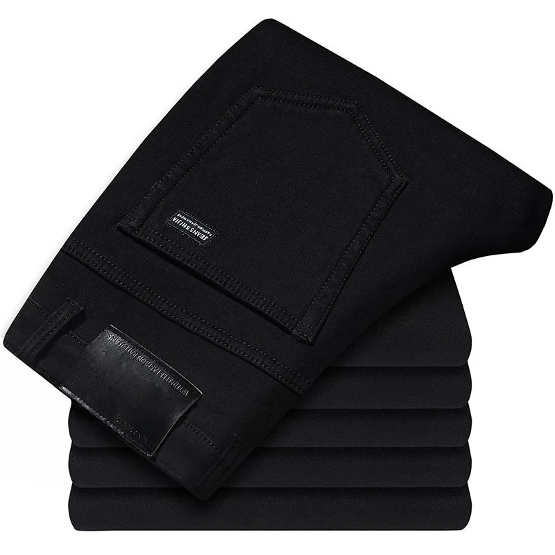 

New Business Jeans Men's Black Casual Stretch Denim Trousers Classic Fashion Straight Male Brand Clothing Regular Pants